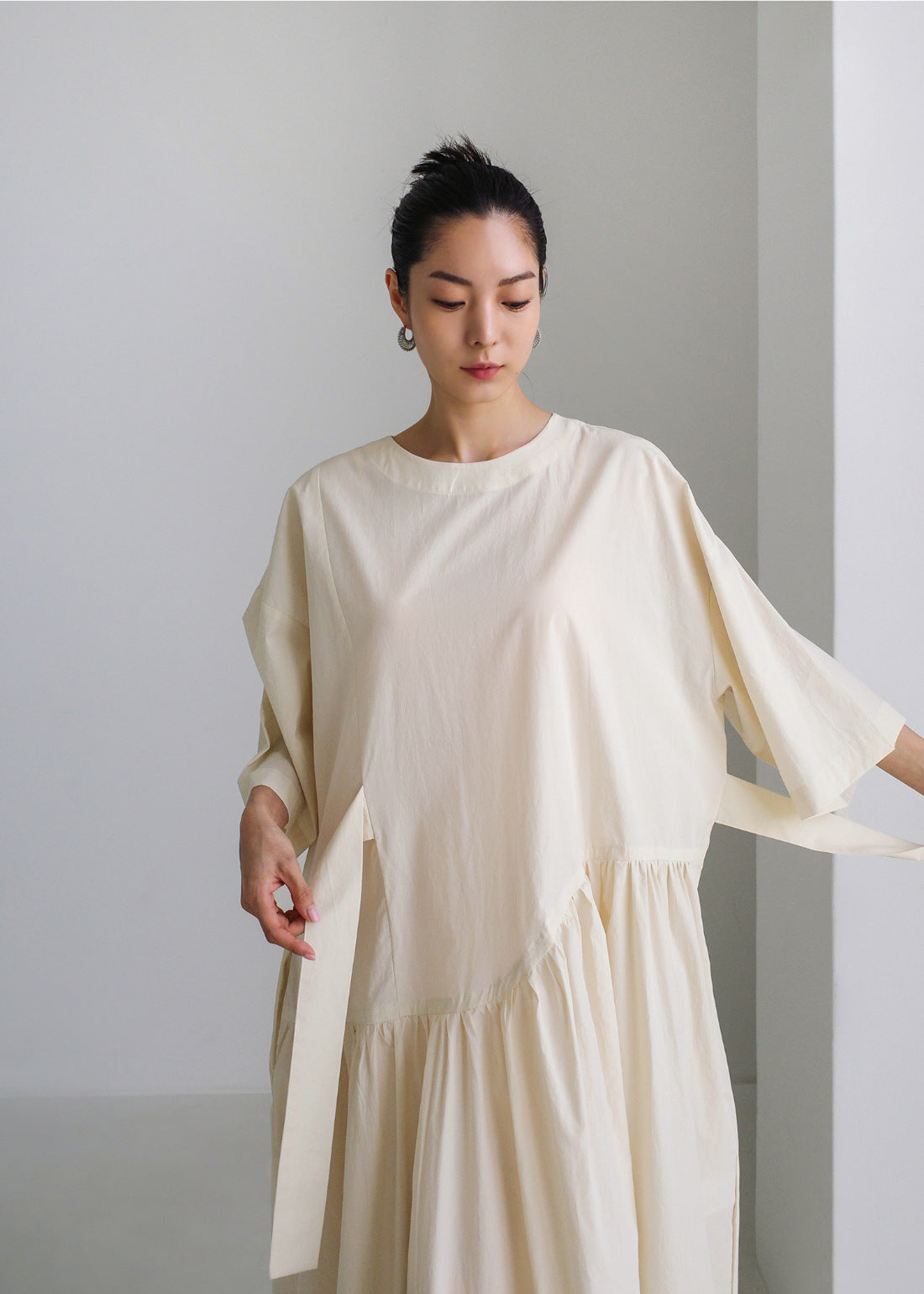 Urban Style Bow Lace-Up Midi Dress