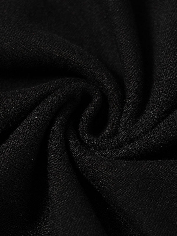 Bodycon Long Sleeves Solid Color Split-Joint High Neck Maxi Dresses