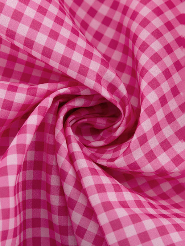 V Neck Plaid Lantern Sleeve Mini Dress