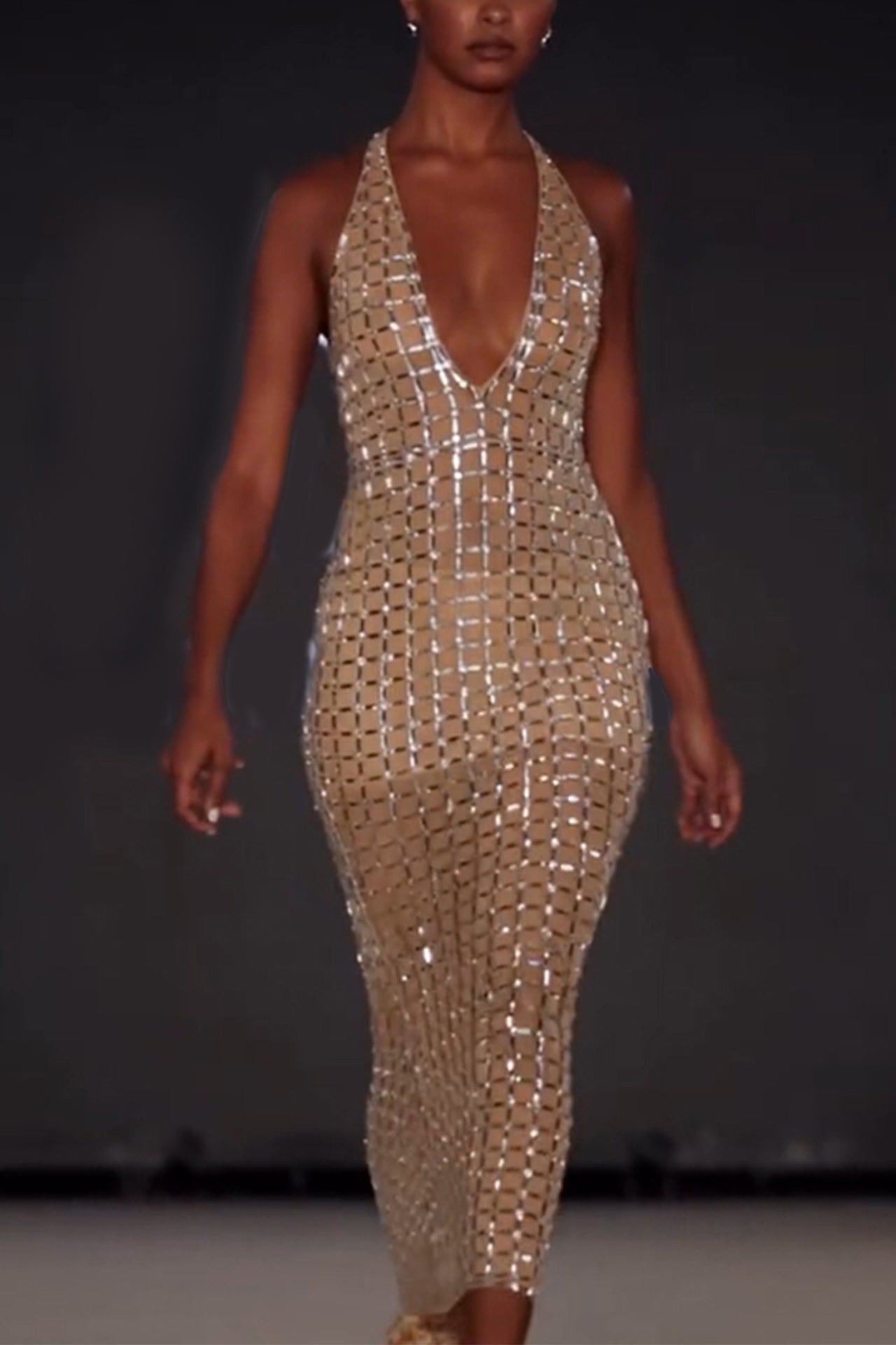 Roxana Halterneck Backless Maxi Dress