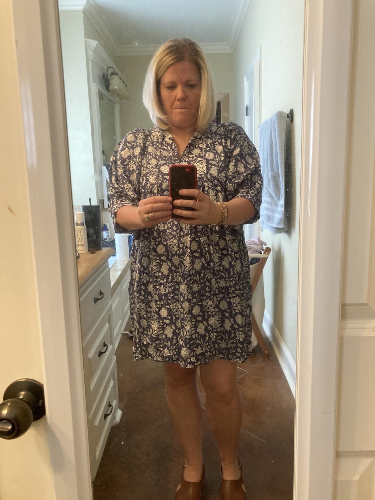 PinkLaura 2025 New V Neck Half Sleeve Floral Tunic Short Dress (Buy 2 Free Shipping)