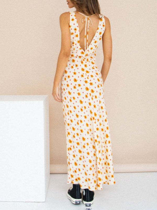 V Neck Tank Floral Maxi Dress