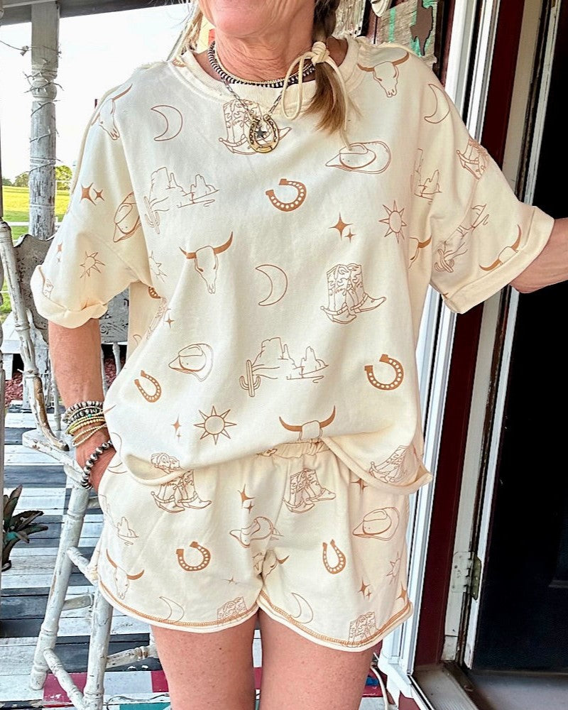 Bohemian Western Cowboy Pattern Two-Piece Suit (Buy 2 Free Shipping)