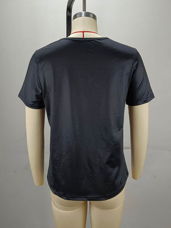 Loose Short Sleeves Split-Joint Striped Round-Neck T-Shirts Tops