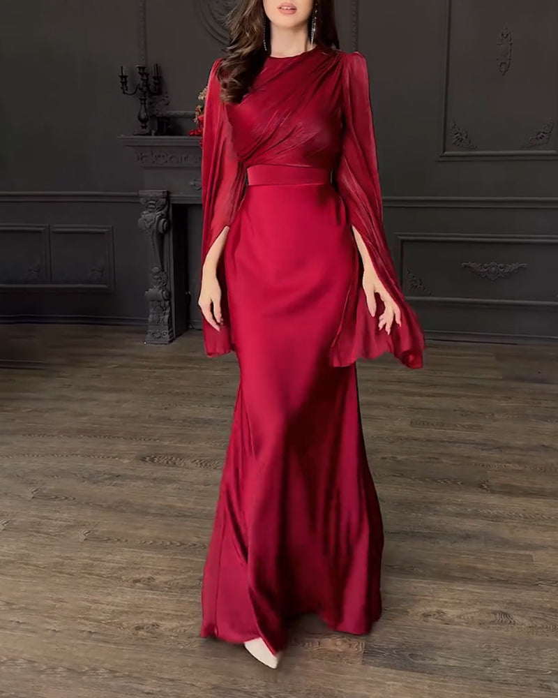 Elegant Split Sleeve Top & Skirt Two-Piece Set