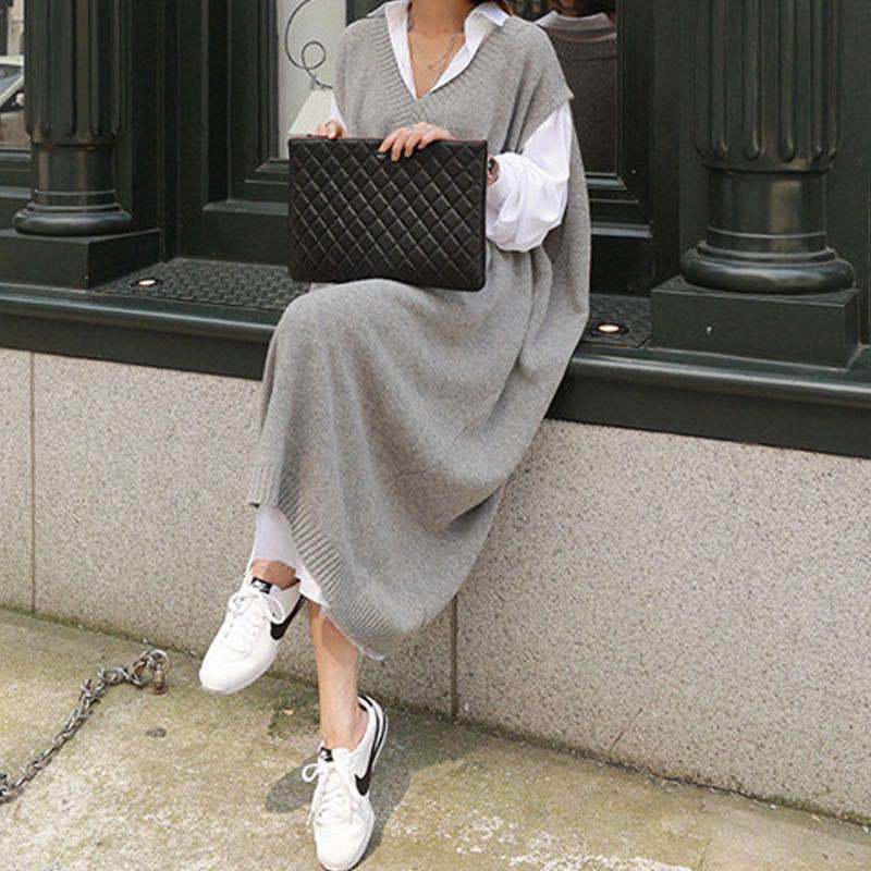 Vintage Knit Sleeveless Sweater Dress