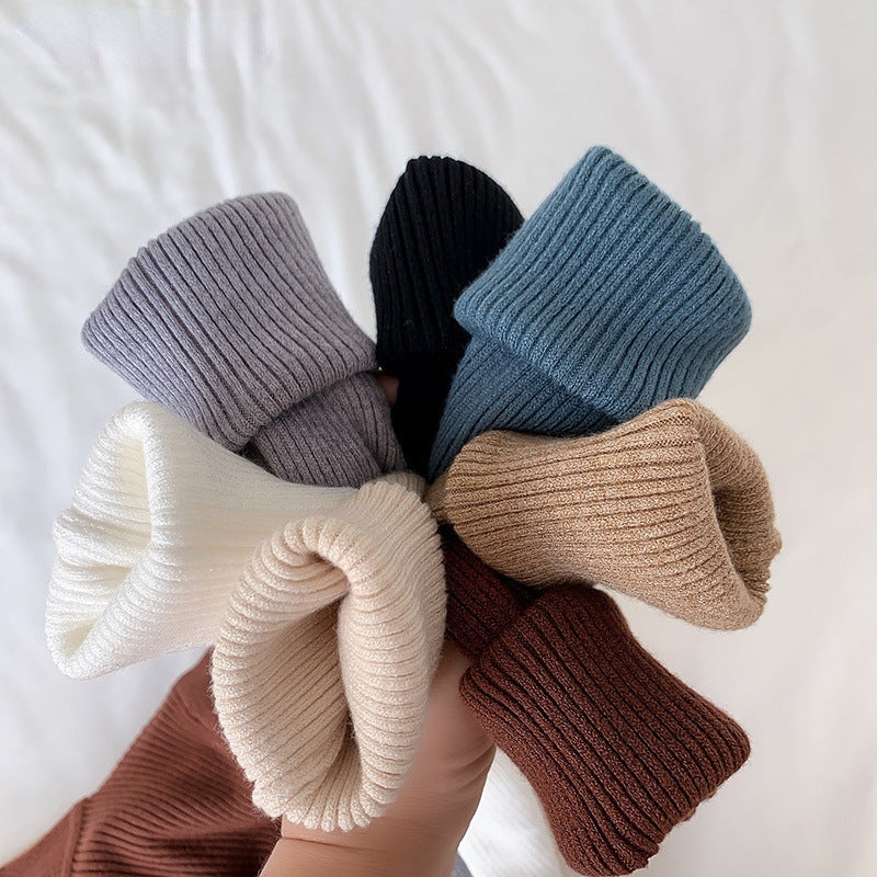 Pure Color half collar sweater autumn and winter women's slim knit bottoming shirt