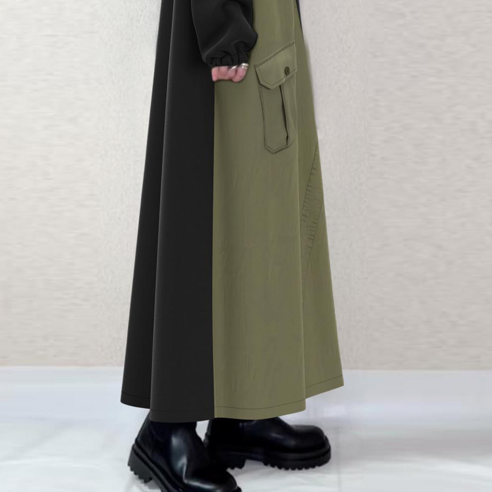 Casual Colorblocked Drawstring Hooded Sweatshirt Dress