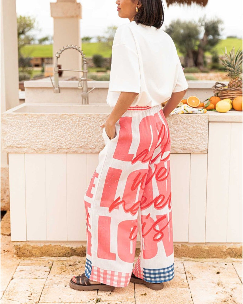 Casual Graffiti Print Straight Leg Pants