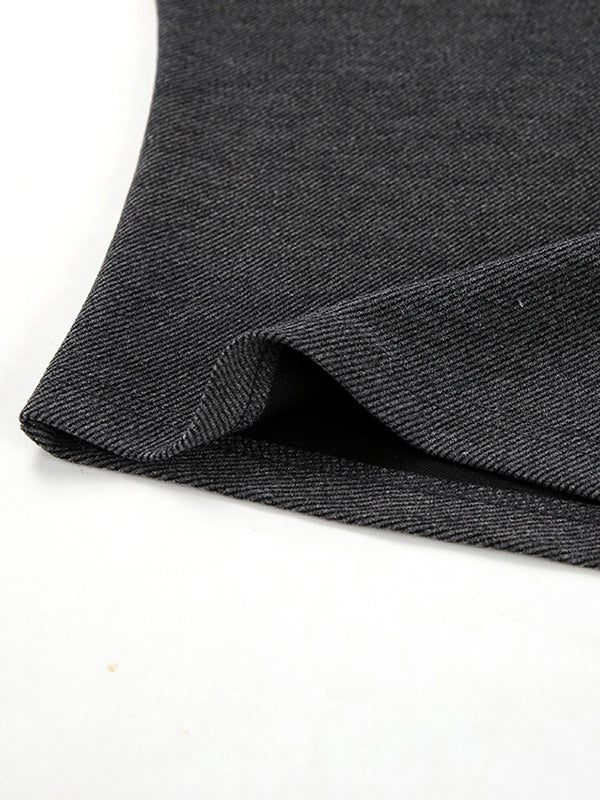 Long Sleeves Loose Solid Color Split-Side One-Shoulder T-Shirts Tops