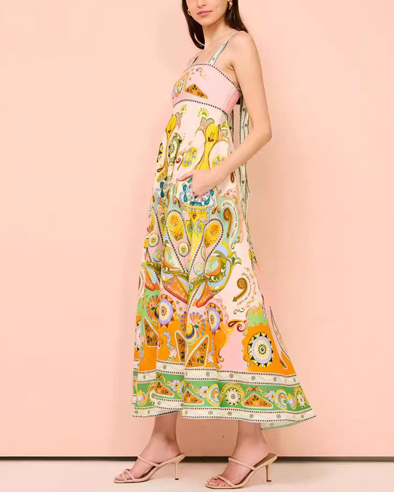 Women's suspender graffiti print dress