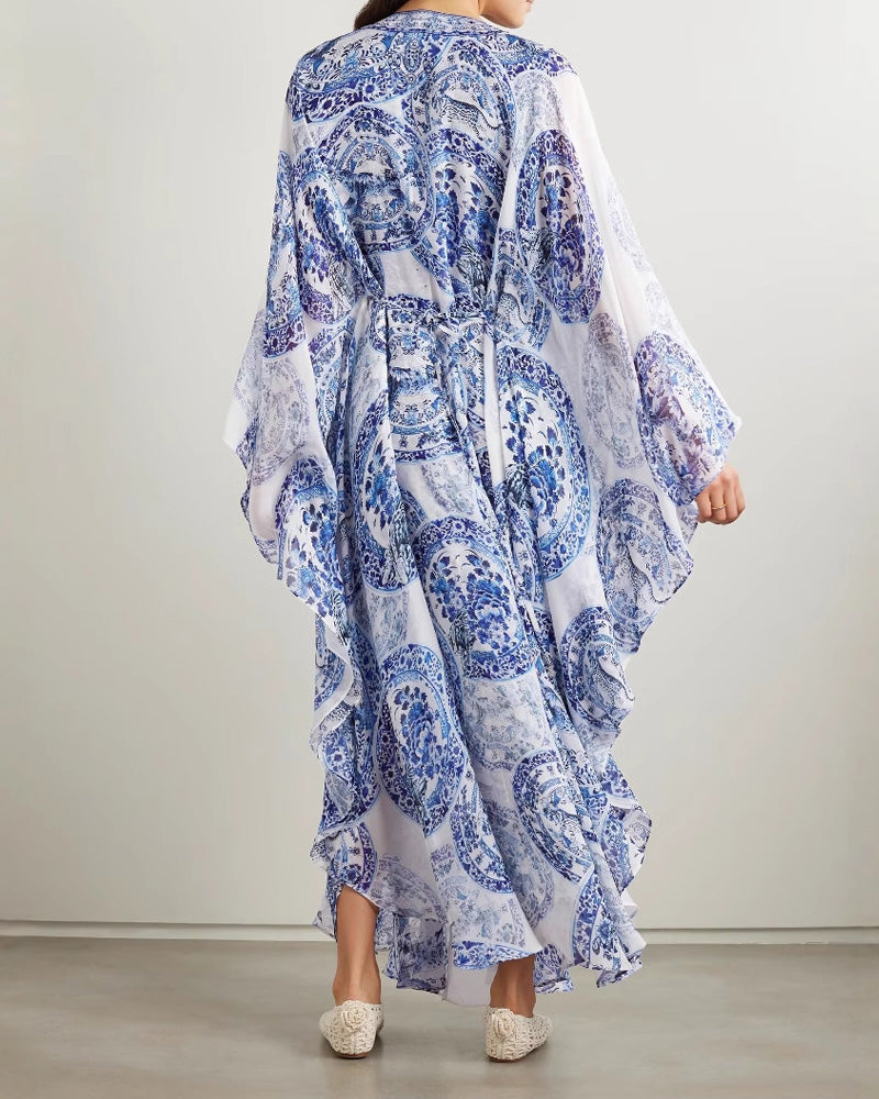 Blue And White Porcelain Printed Loose Dress