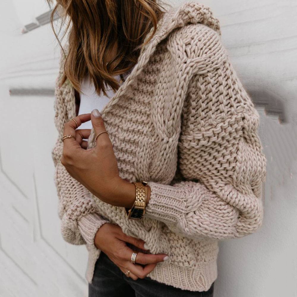 Regular Thick Wrapped Hooded Women's Sweater