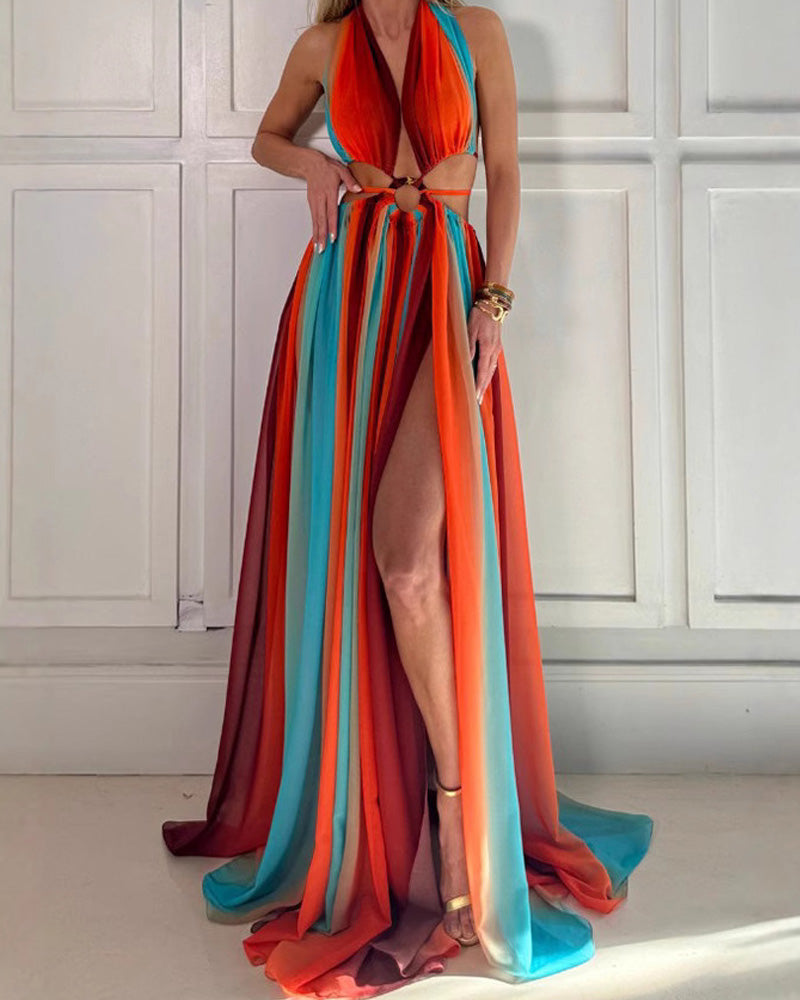 Sexy Backless Chest Wrapped Neck Dress