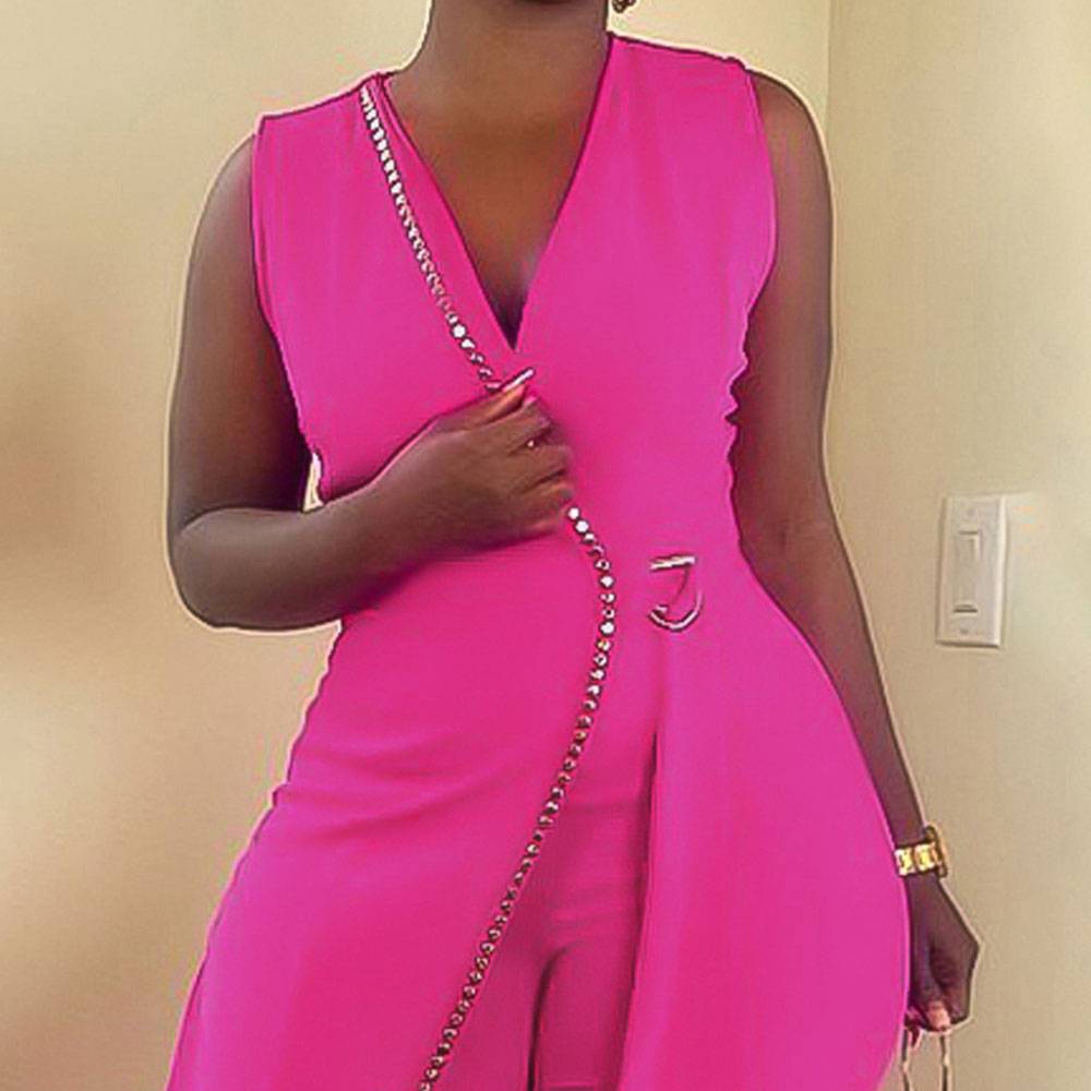 Asymmetric Full Length Plain Western High Waist Women's Jumpsuit