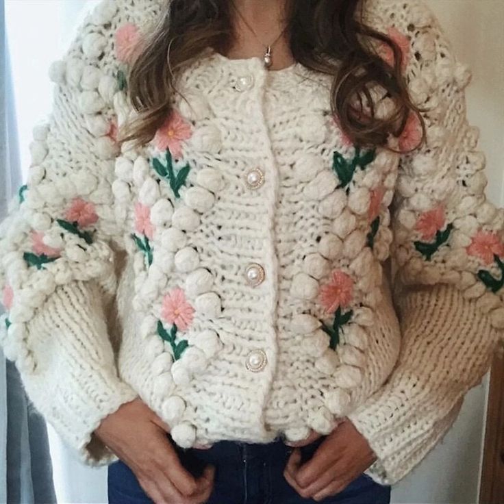 Elegant Crochet Handknitted Sweater white