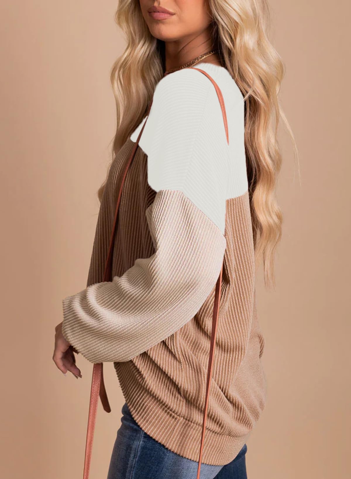 Womens Fashion Long Sleeve Crewneck Knitted Casual Loose Pullover Shirts Tops
