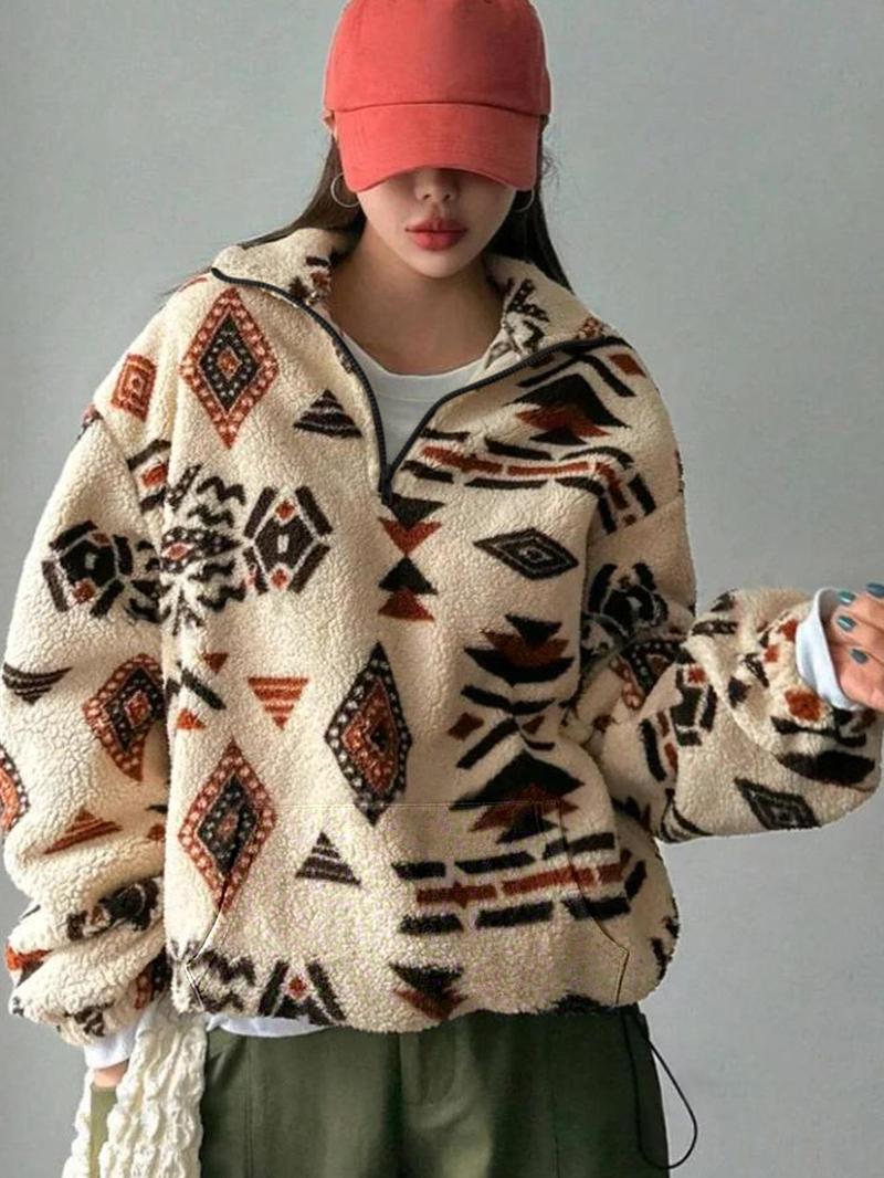 Women's Lamb Wool Geometric Print Pullover(Buy 2 Free Shipping)