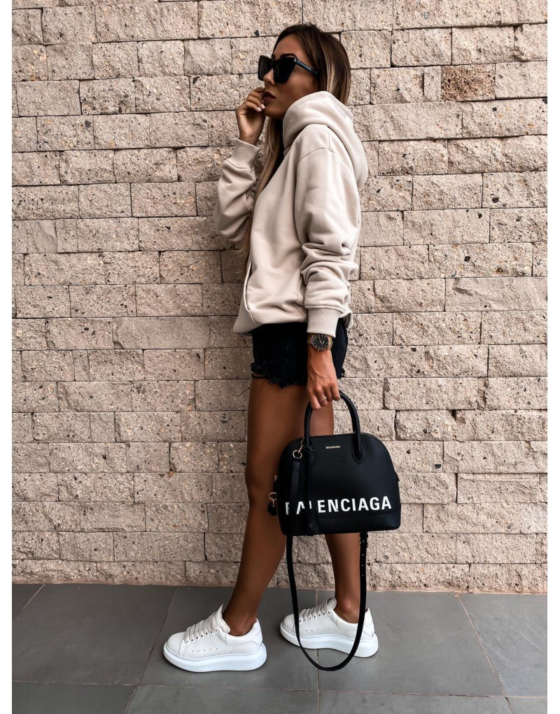 Autumn and Winter long sleeves solid color pullover hooded sweater top women's clothing