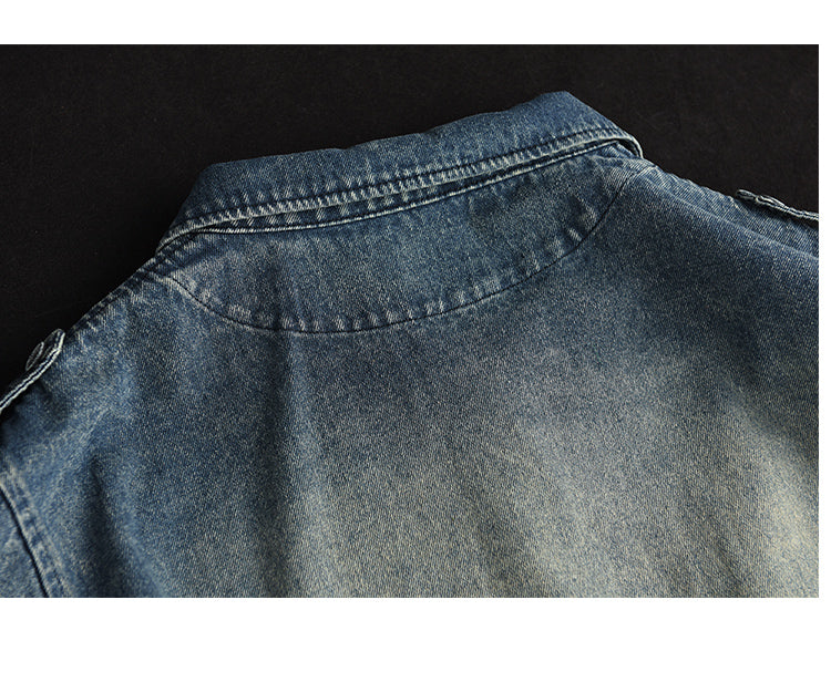 Vintage Splicing Long Sleeve Denim Jacket