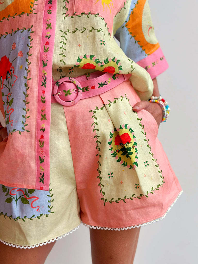 Casual Print Shirt Shorts Set