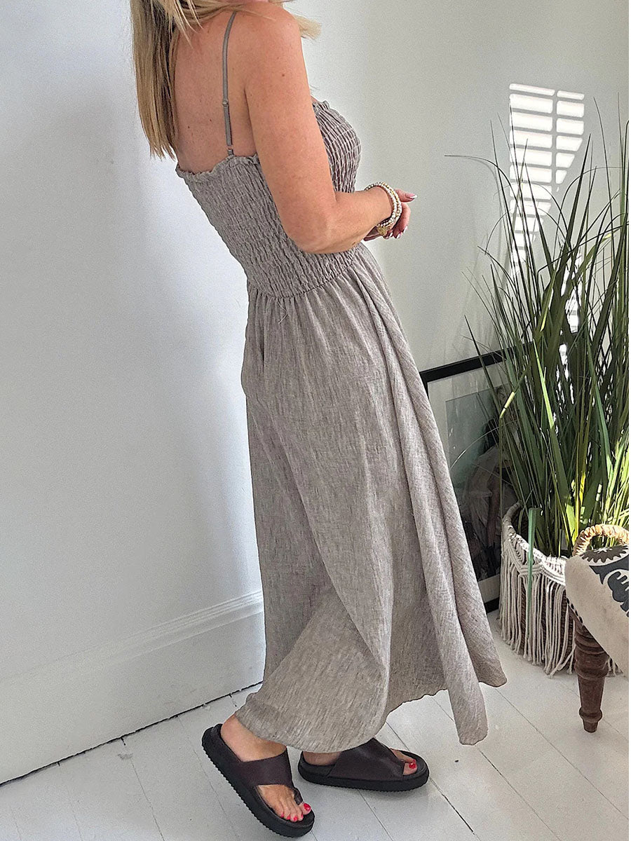 Pleated suspender dress two piece set