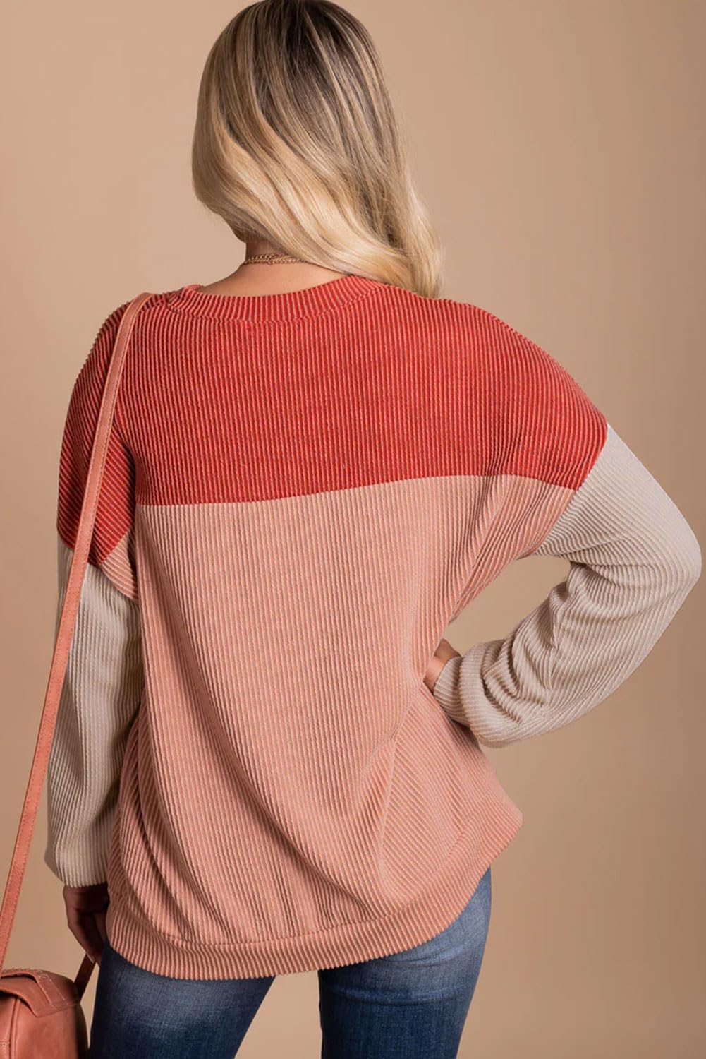 Womens Fashion Long Sleeve Crewneck Knitted Casual Loose Pullover Shirts Tops