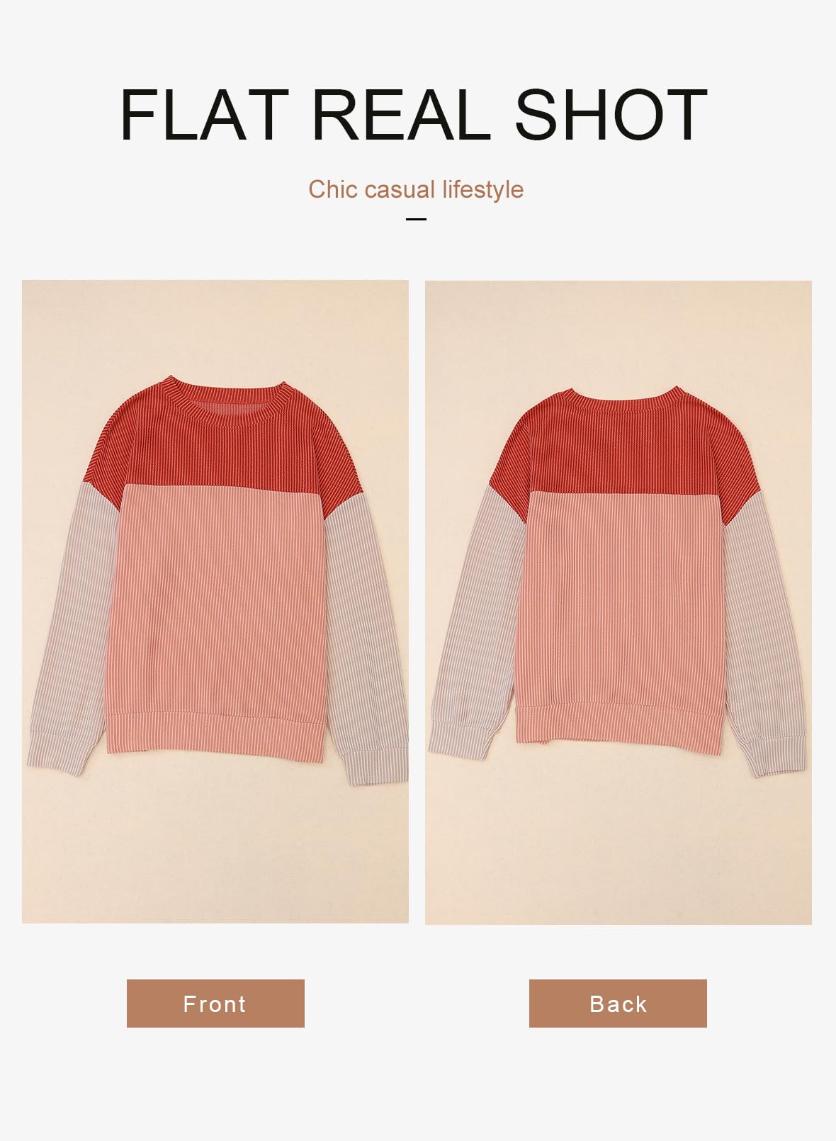 Womens Fashion Long Sleeve Crewneck Knitted Casual Loose Pullover Shirts Tops