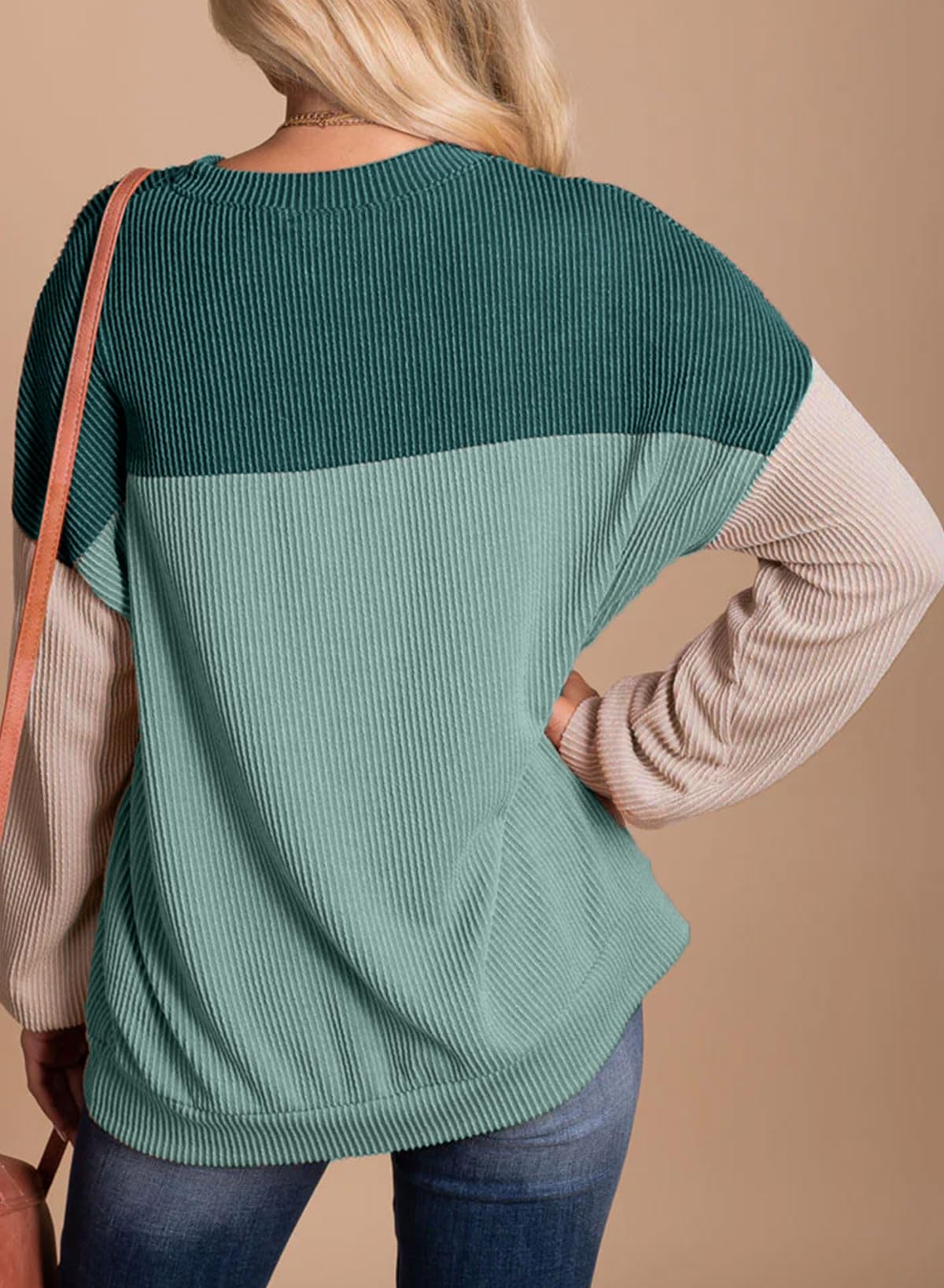 Womens Fashion Long Sleeve Crewneck Knitted Casual Loose Pullover Shirts Tops