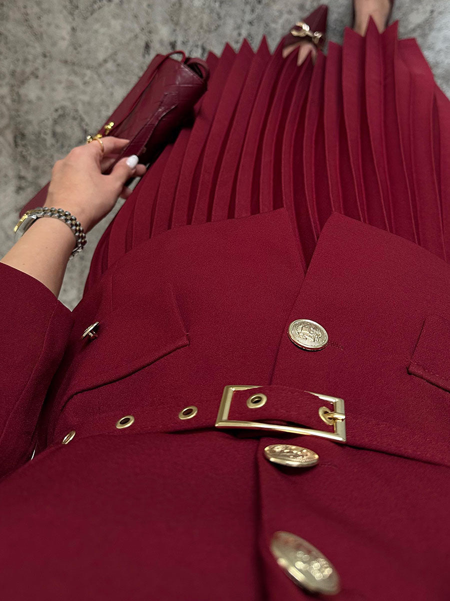 Vintage burgundy pleated two-piece set