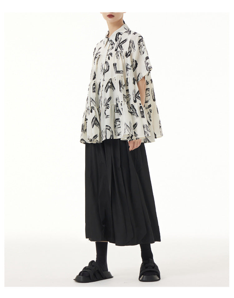 Casual Alphabet Print Short Sleeve Shirt