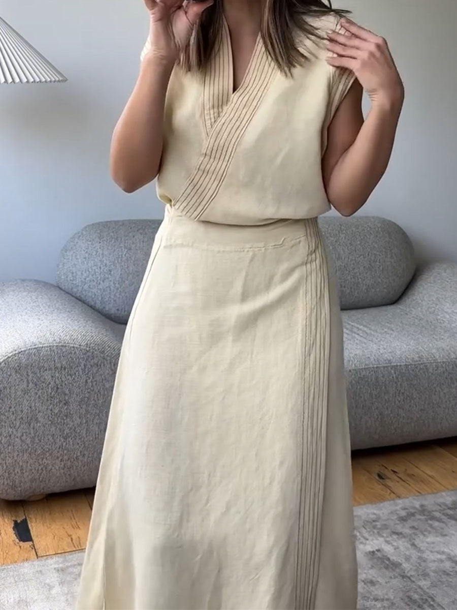 Light yellow casual two-piece set