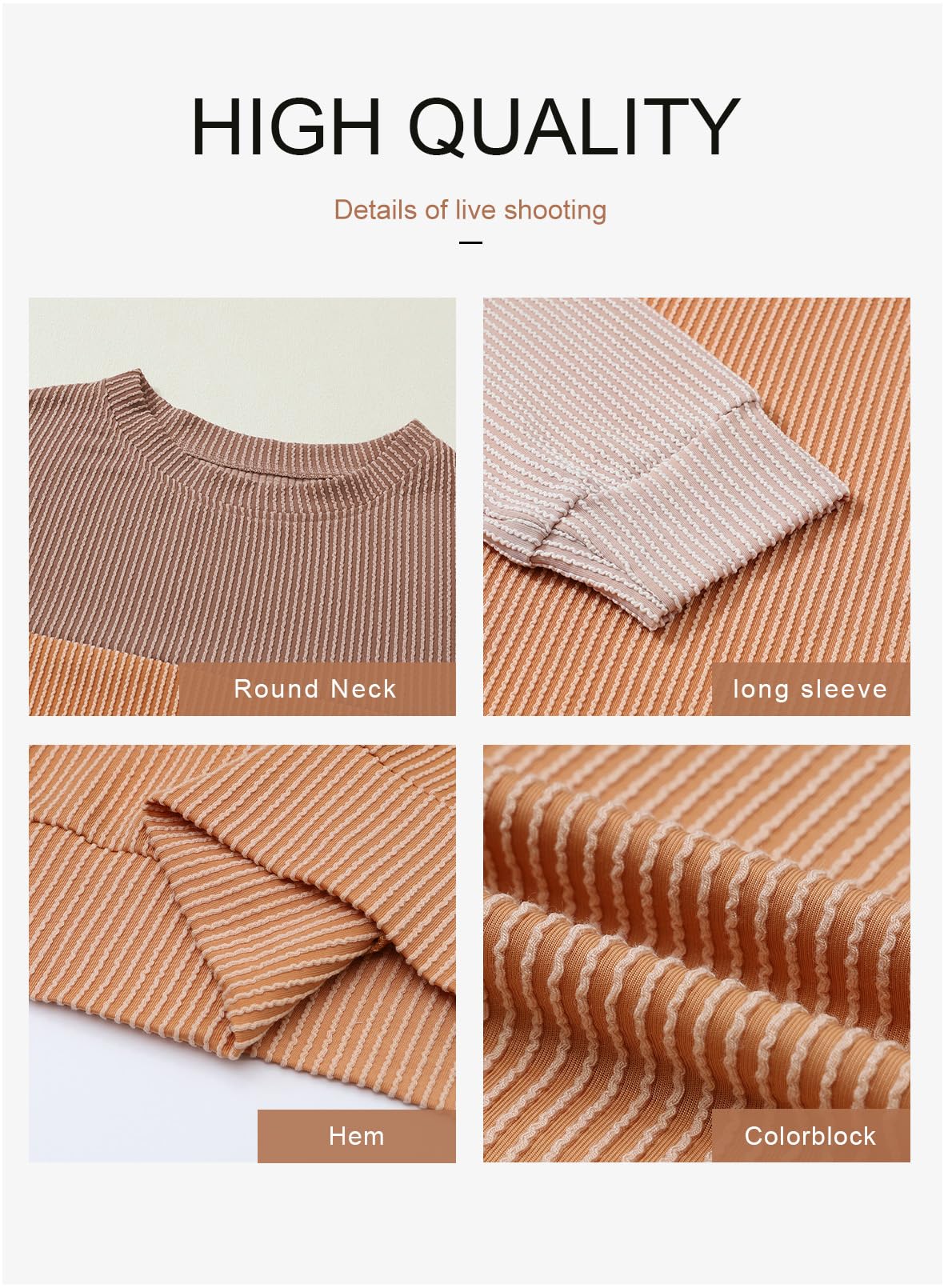 Womens Fashion Long Sleeve Crewneck Knitted Casual Loose Pullover Shirts Tops