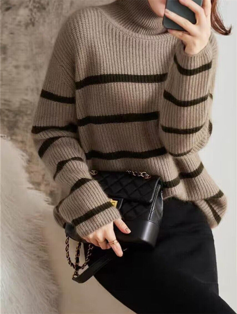 Vintage Striped Turtleneck Sweater