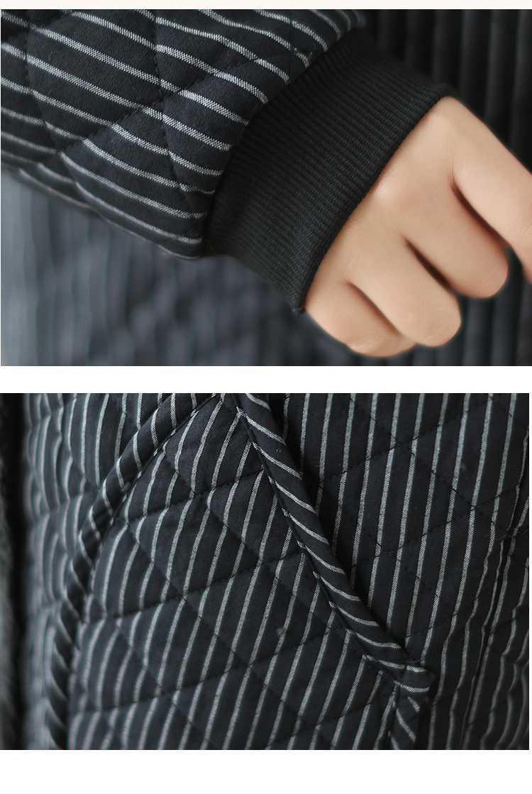 Vintage Warm Thickened Striped Hooded Coat