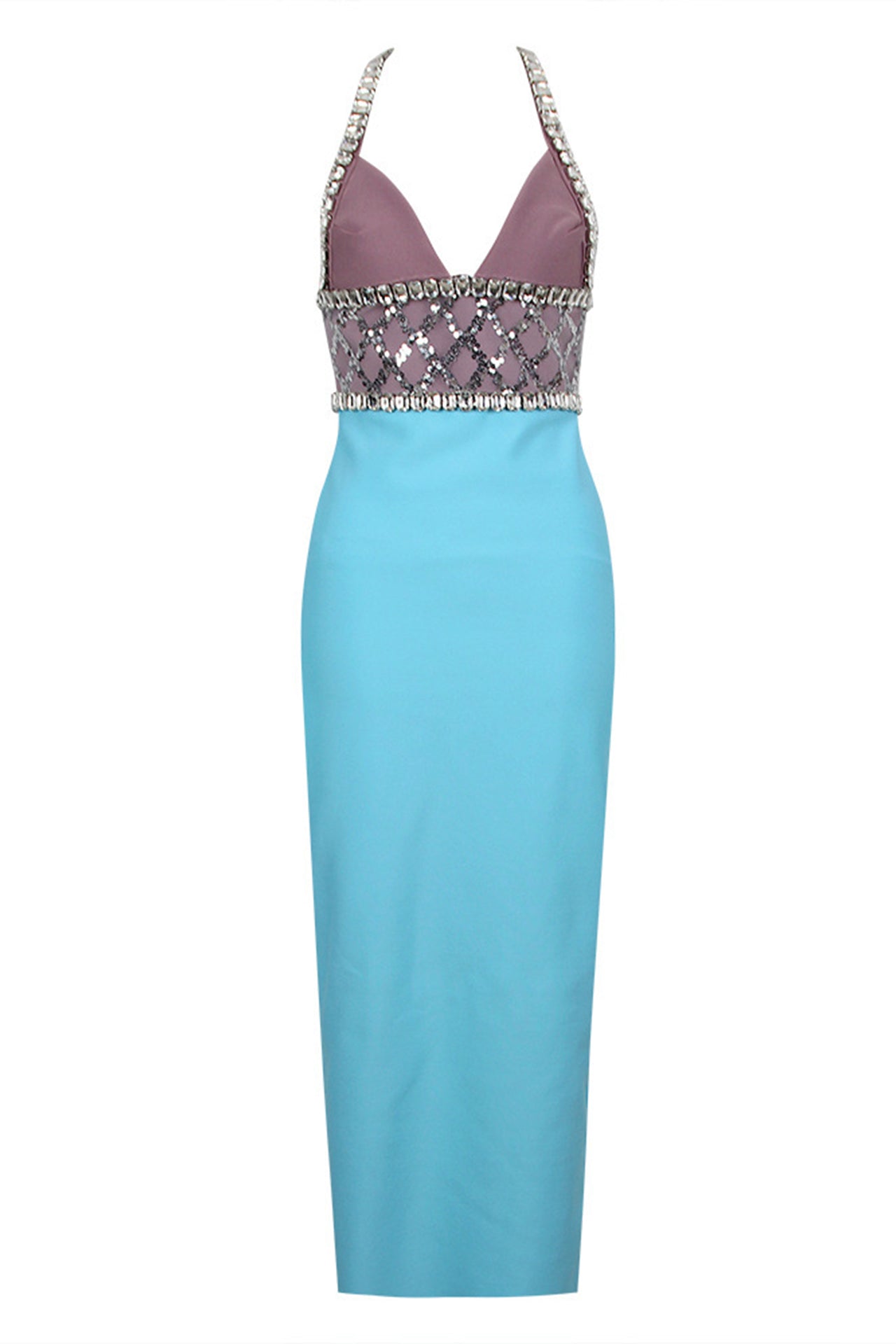 Paloma Halterneck Rhinestone Midi Dress