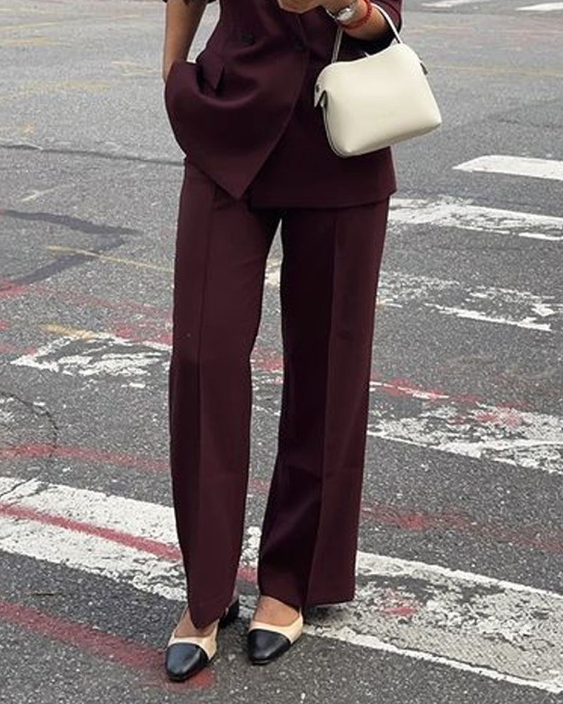 Fashion Lapel Blazer & Pants Two-Piece Set