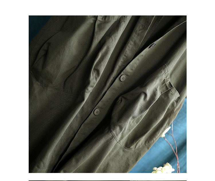 Cool Solid Color Hooded Long Windbreaker Coat