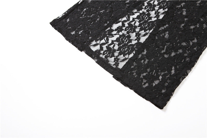 Lace Bustier Slit Slip Maxi Dress