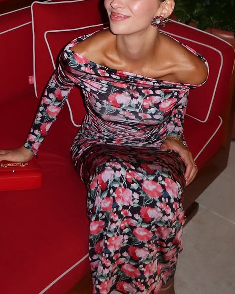 Elegant Off-shoulder Floral Dress