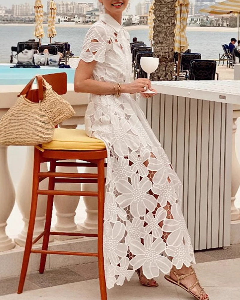 Lace Cardigan Button Dress