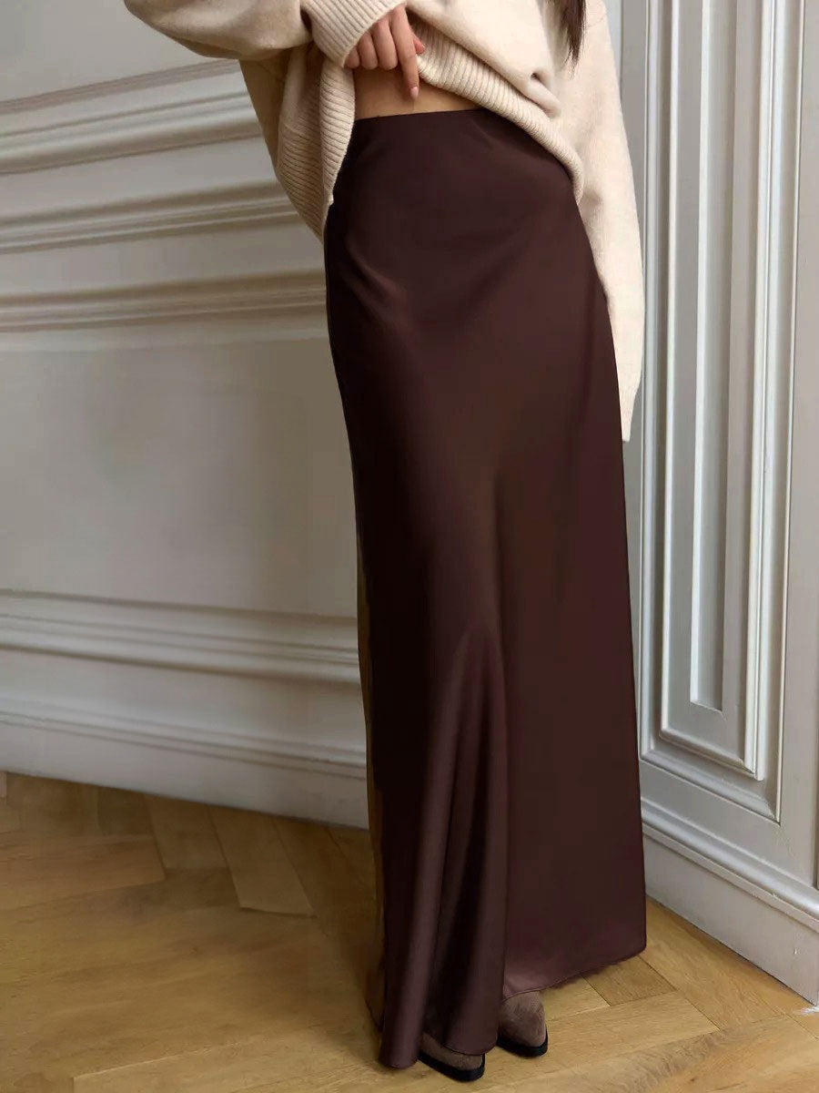 Fishtail skirt spring satin satin long high waist hip-wrapped floor-mopping fishtail skirt