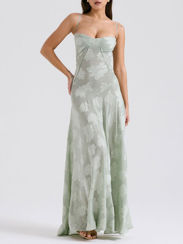 Lace Back Floral Maxi Dress