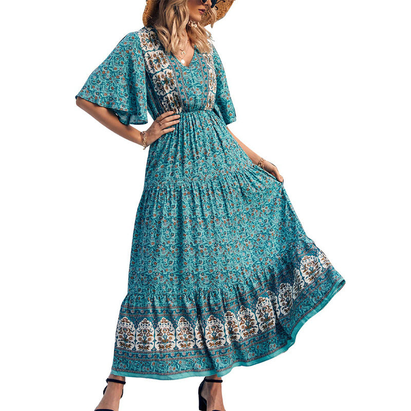 Bohemian dress beach vacation maxi dress