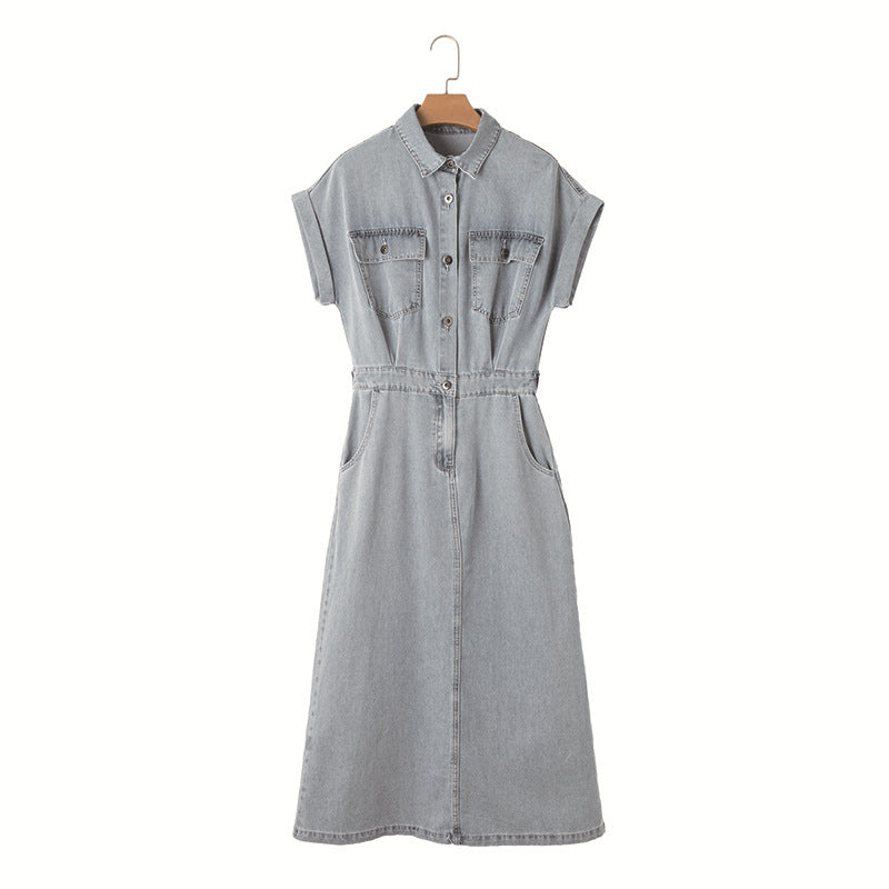Women's Single-breasted Lapel Loose Dress