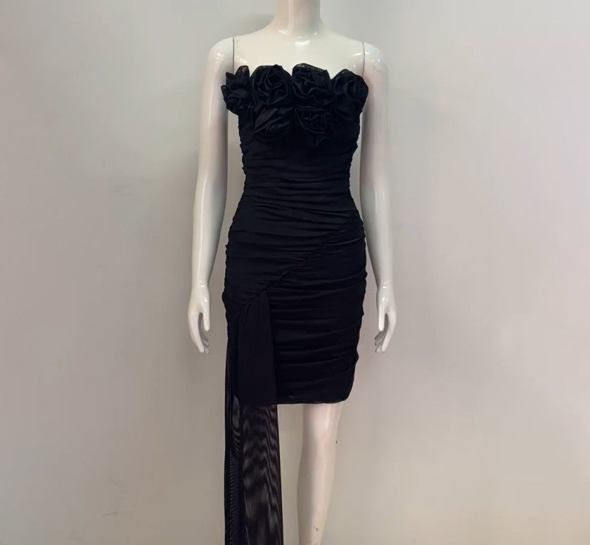 3D Flower Off-Shoulder Bandage Dress Bodycon Banquet Evening