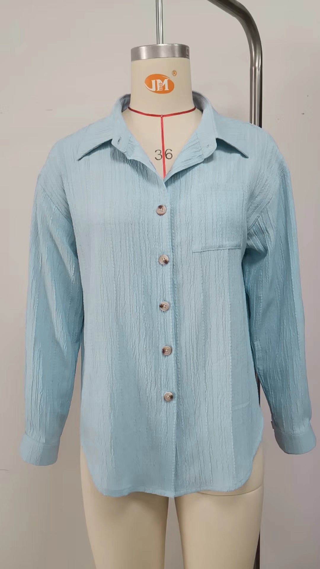 2025 autumn and winter leisure loose long sleeve lapel button solid color shirt Women