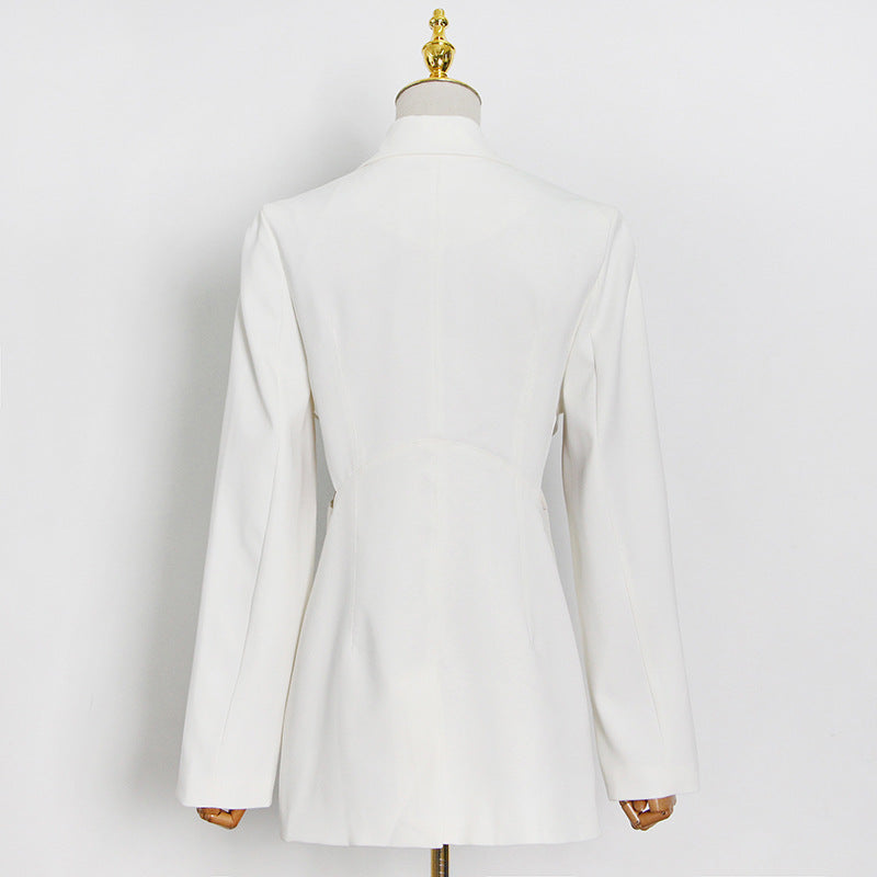 Jacket for Women 2024 Spring Shoulder Pad Waist Stitching Hollow-out Fashionable Elegant Slim-fit Suit for Women