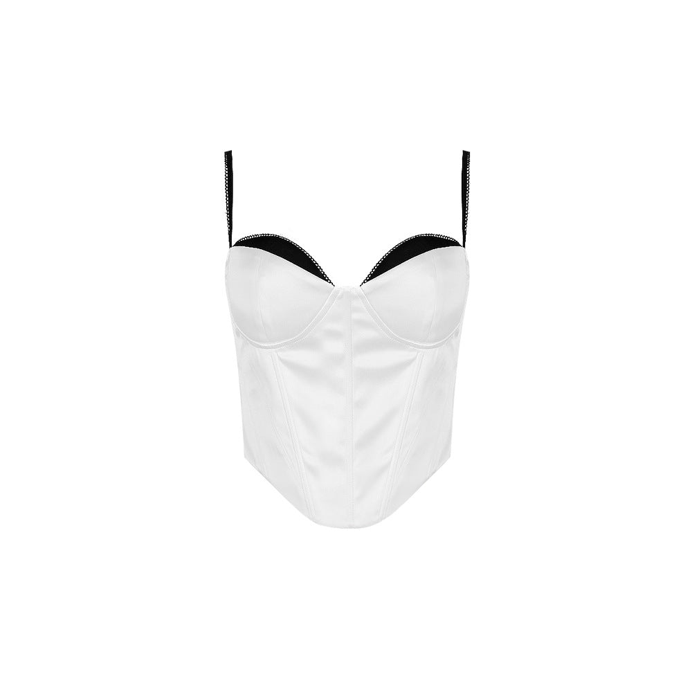 Sexy sling vest irregular bare midriff slim fit backless Fishbone top for women