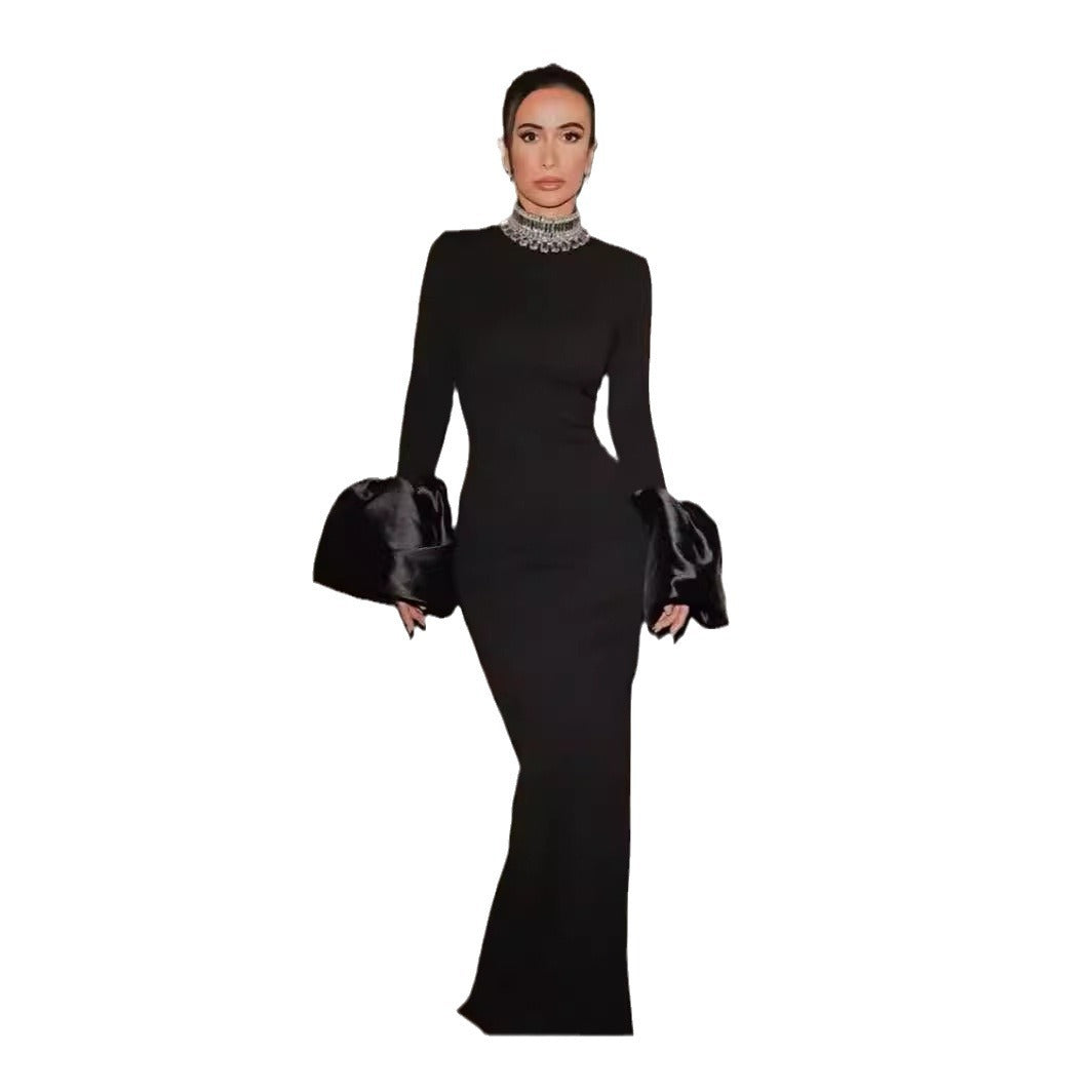 Bandage Dress Turtleneck Diamond Long Sleeve Skinny Party